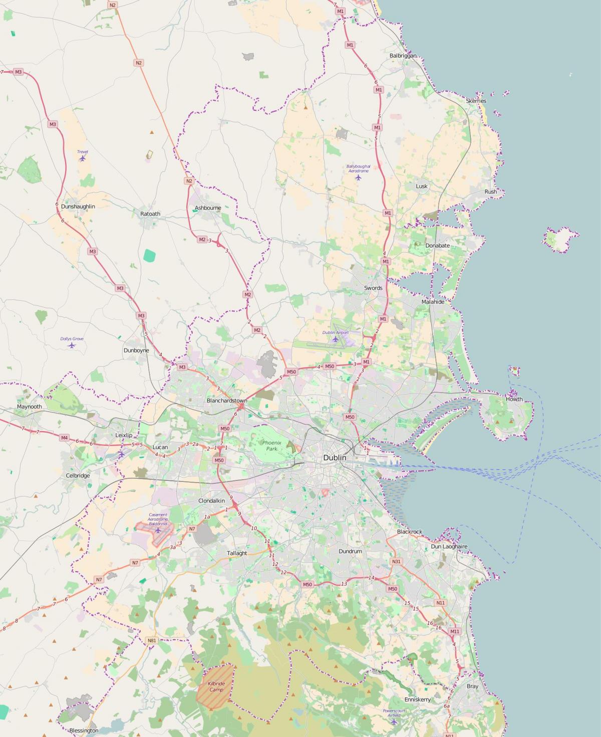 خريطة مطارات دبلن