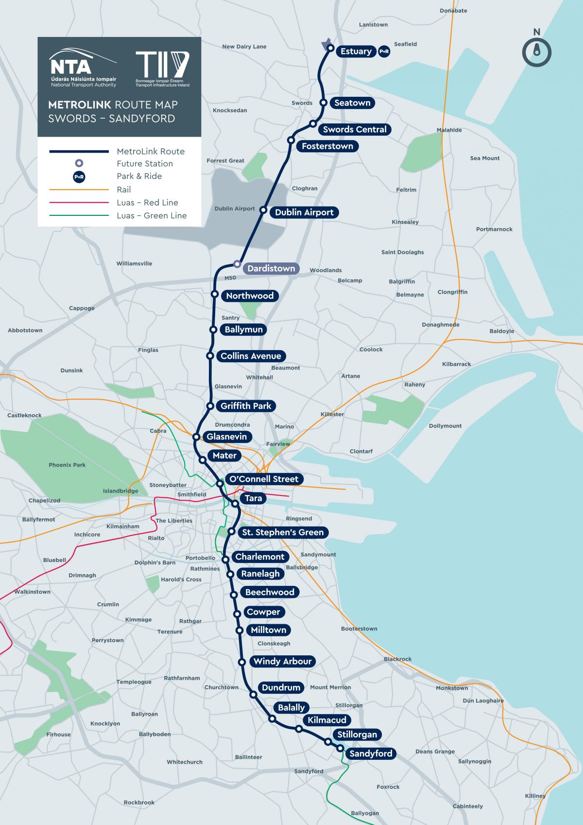 خريطة محطات مترو دبلن